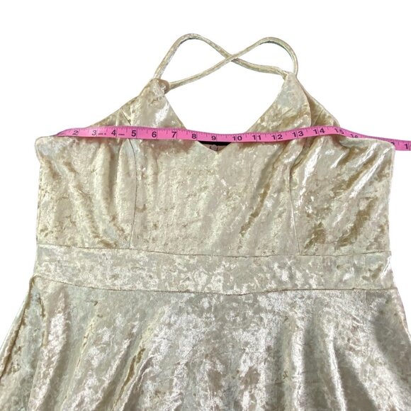 NWT R VIVIMOS Women Velvet V Neck Mini Dress Sz XL Cream Straps Sexy Party 60-12 - Picture 9 of 16
